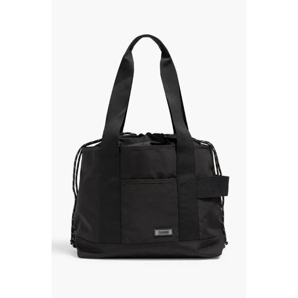 GANNI Appliquéd Shell Tote Bag - Black - Picture 1 of 5